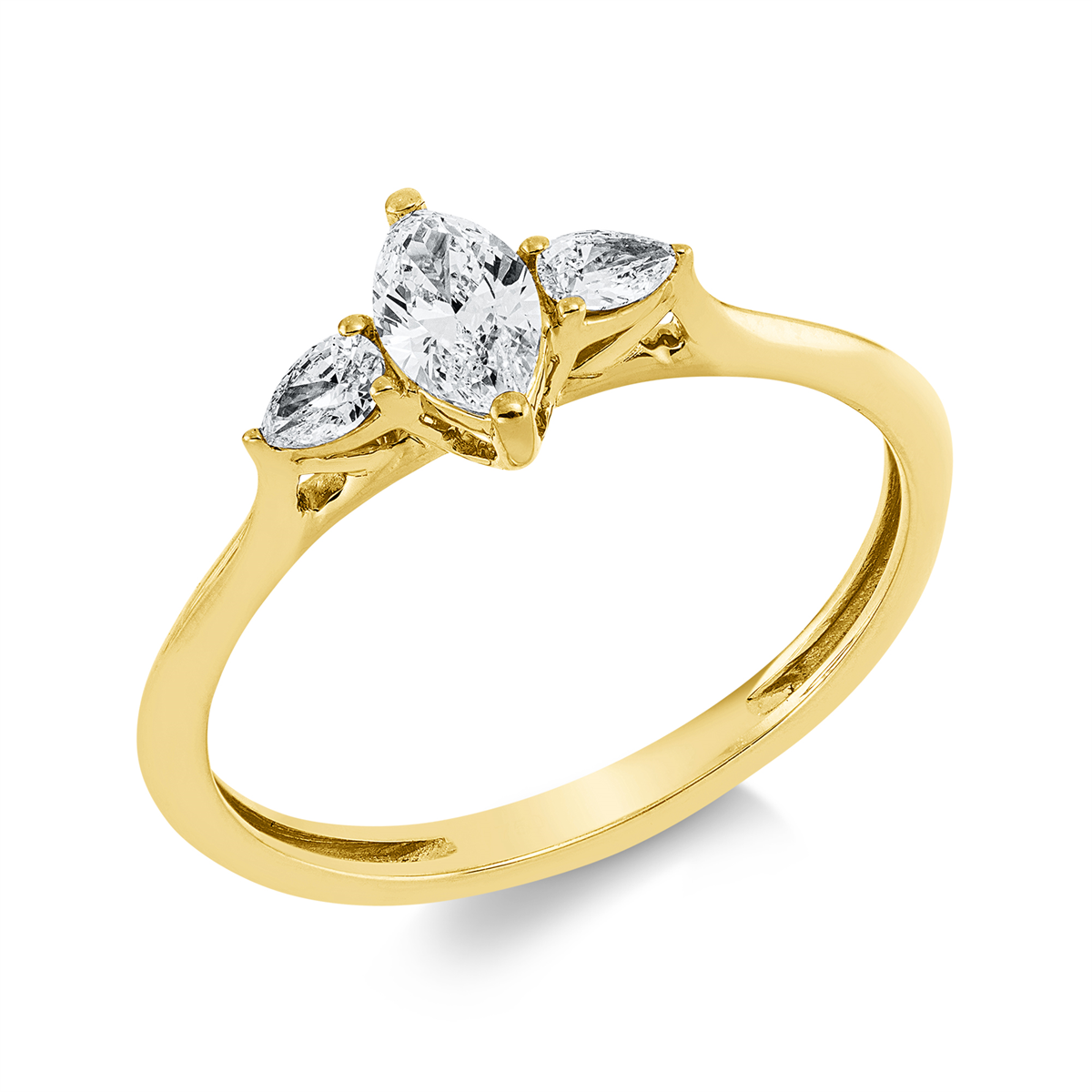 1GW65G Solitaeire Gelbgold 18kt 0,40 Diamantringe mit 3 Diamanten - 1GW65 – Bild 1