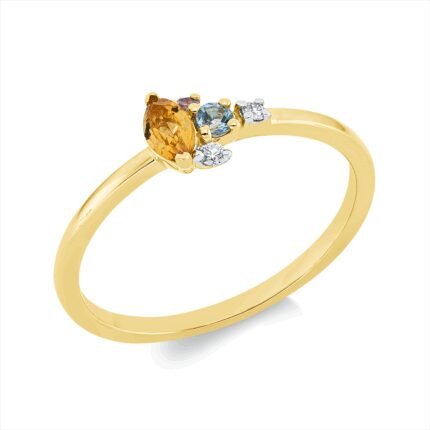 Farbstein Gelbgold 18kt 0,03 Diamantringe Farbstein 0,3 ct - 1GW79