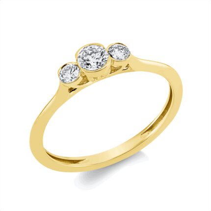 Solitaeire Gelbgold 18kt 0,34 Diamantringe mit 3 Diamanten - 1GW93