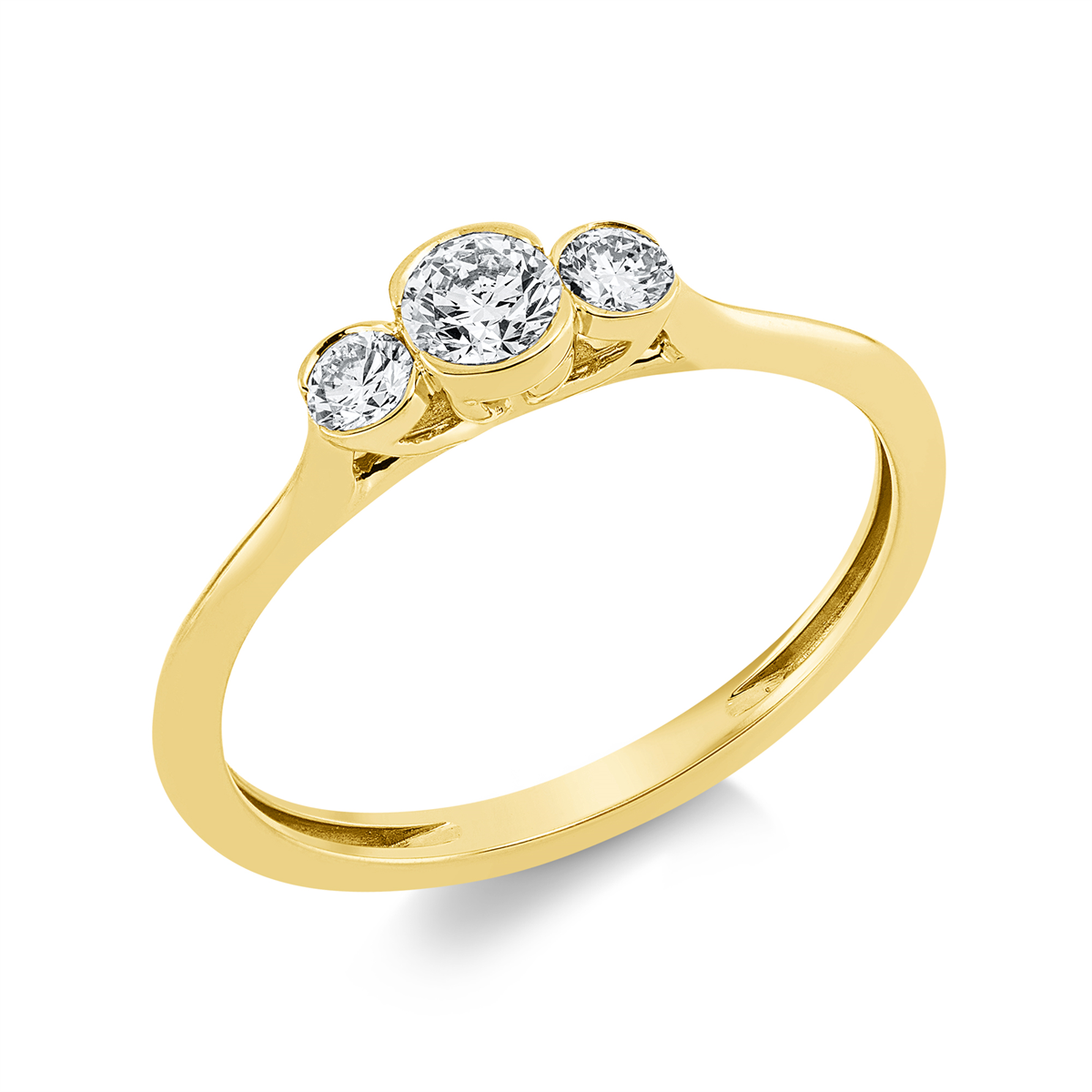 1GW93G Solitaeire Gelbgold 18kt 0,34 Diamantringe mit 3 Diamanten - 1GW93 – Bild 1