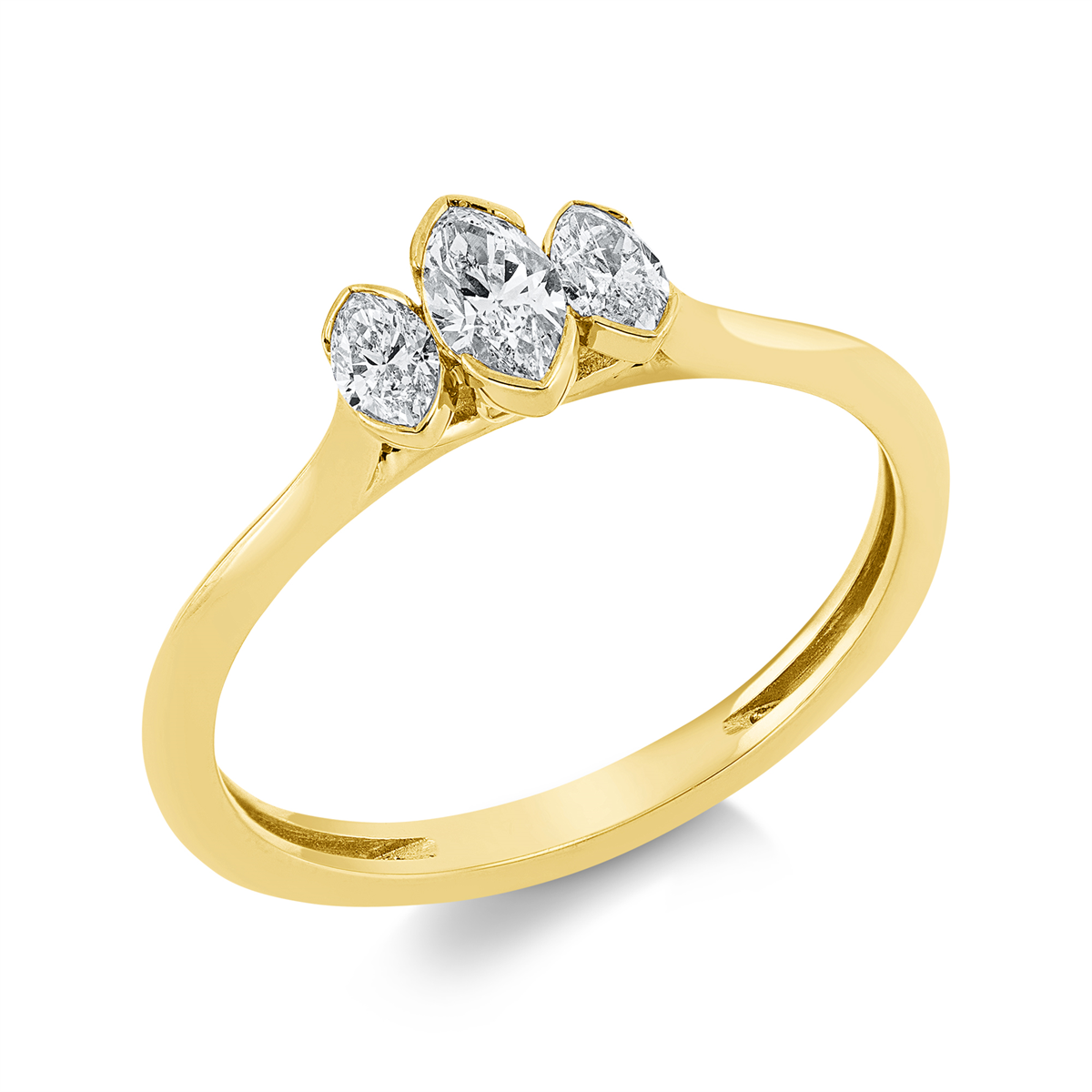 1GW95G Solitaeire Gelbgold 18kt 1,32 Diamantringe mit 3 Diamanten - 1GW95 – Bild 1