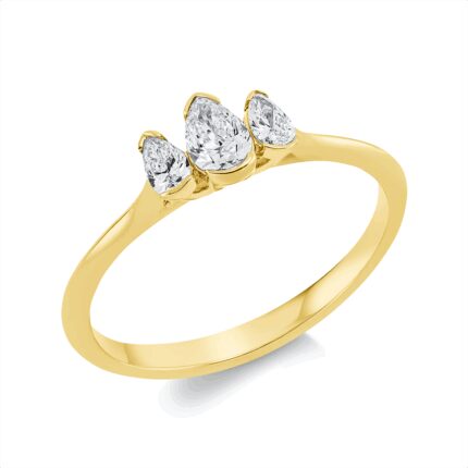 Solitaeire Gelbgold 18kt 0,34 Diamantringe mit 3 Diamanten - 1GW97