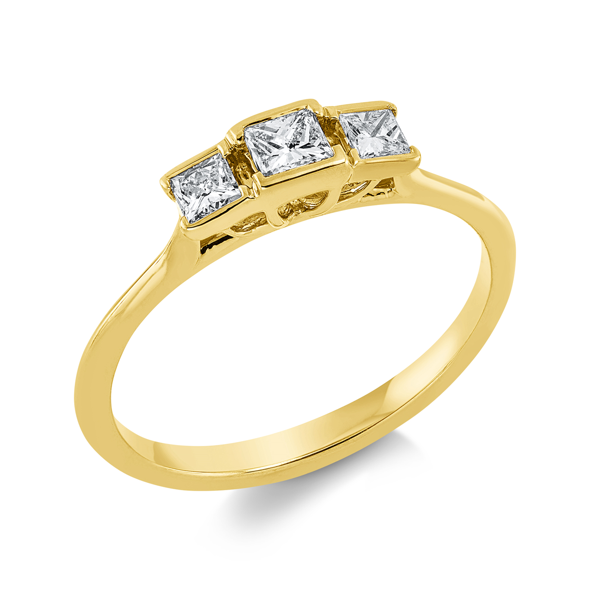 1GX02G Solitaeire Gelbgold 18kt 0,37 Diamantringe mit 3 Diamanten - 1GX02 – Bild 1