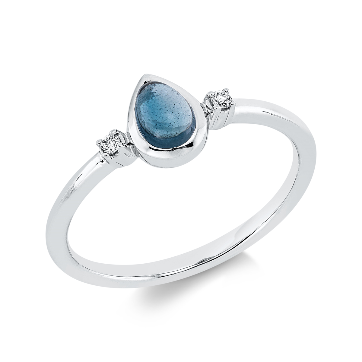 1GX77W Farbstein Weißgold 18kt 0,03 Diamantringe Farbstein 0,39 ct - 1GX77 – Bild 1