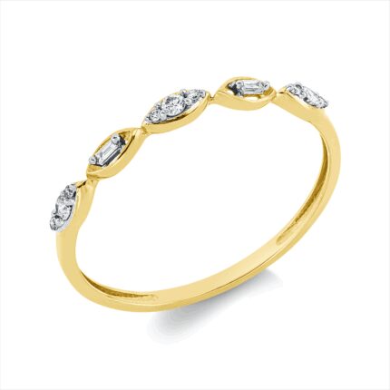 Baguette Gelbgold 18kt 0,09 Diamantringe mit 11 Diamanten - 1GY20