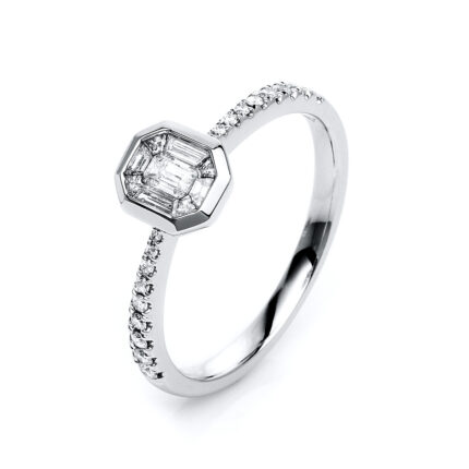 Baguette Weißgold 18kt 0,37 Diamantringe mit 27 Diamanten - 1K312