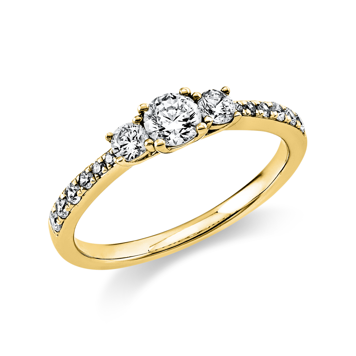 1K435G Solitaeire Gelbgold 18kt 0,51 Diamantringe mit 15 Diamanten - 1K435 – Bild 1