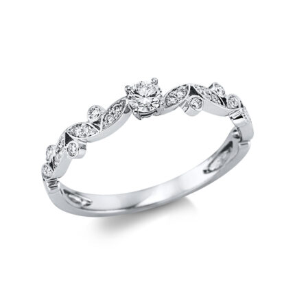 Solitaeire 4er-Krappe Weißgold 18kt 0,23 Diamantringe mit 23 Diamanten - 1Y235