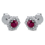 Ohrstecker Weißgold 18kt 0,23 Diamantschmuck Farbstein 0,82 ct - 2N569