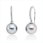 Ohrhänger Weißgold 18kt 0,13 Diamantschmuck mit 24 Diamanten Tahiti 9 mm - 2O484