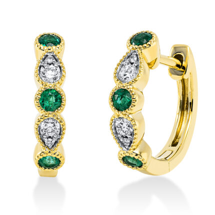 Creolen Gelbgold 18kt 0,11 Diamantschmuck Farbstein 0,19 ct - 2Q717