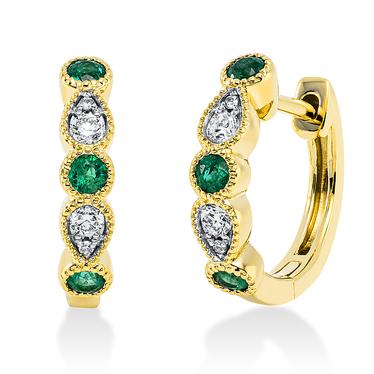 2Q717G Creolen Gelbgold 18kt 0,11 Diamantschmuck Farbstein 0,19 ct - 2Q717 – Bild 1