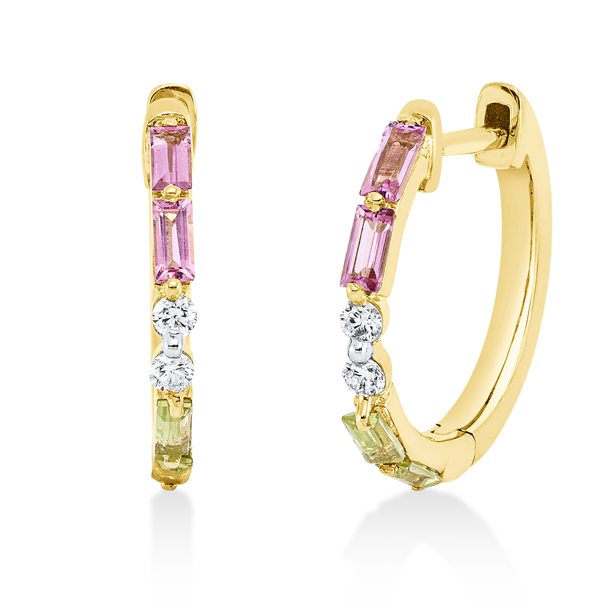 2T154G Creolen Gelbgold 18kt 0,08 Diamantschmuck Farbstein 0,46 ct - 2T154 – Bild 1