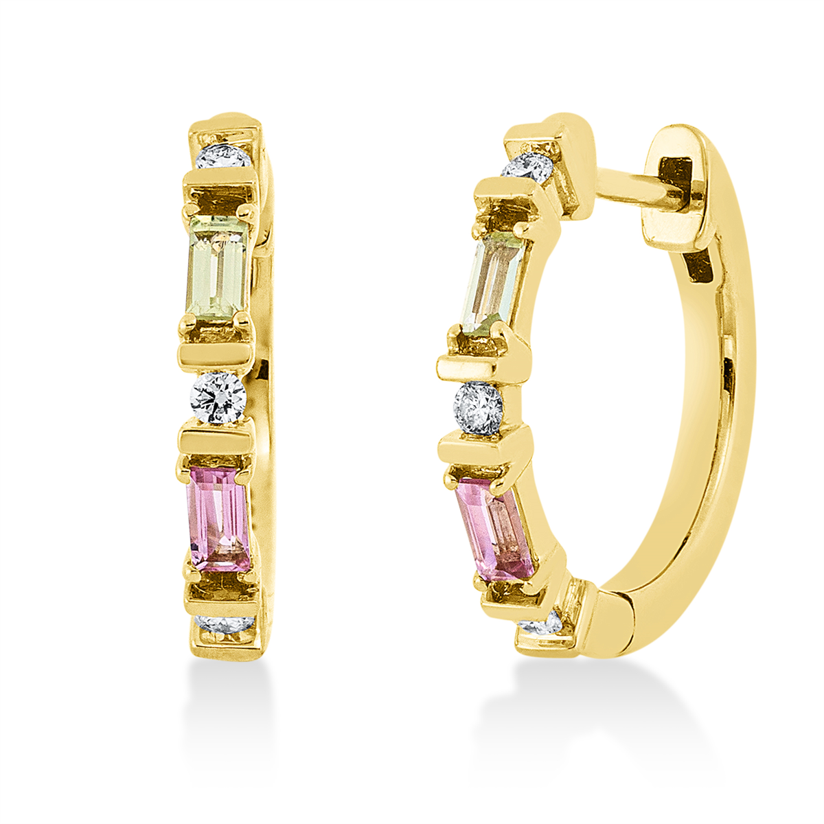 2U181G Creolen Gelbgold 18kt 0,08 Diamantschmuck Farbstein 0,22 ct - 2U181 – Bild 1