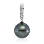 Anhänger Weißgold 18kt 0,12 Diamantschmuck mit 6 Diamanten Tahiti 10,5 mm - 3F999