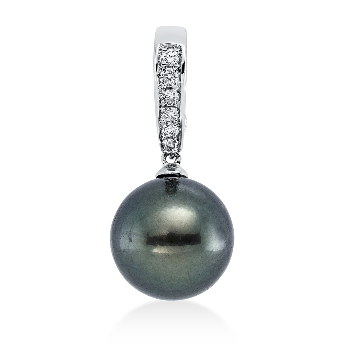 3F999W Anhänger Weißgold 18kt 0,12 Diamantschmuck mit 6 Diamanten Tahiti 10,5 mm - 3F999 – Bild 1