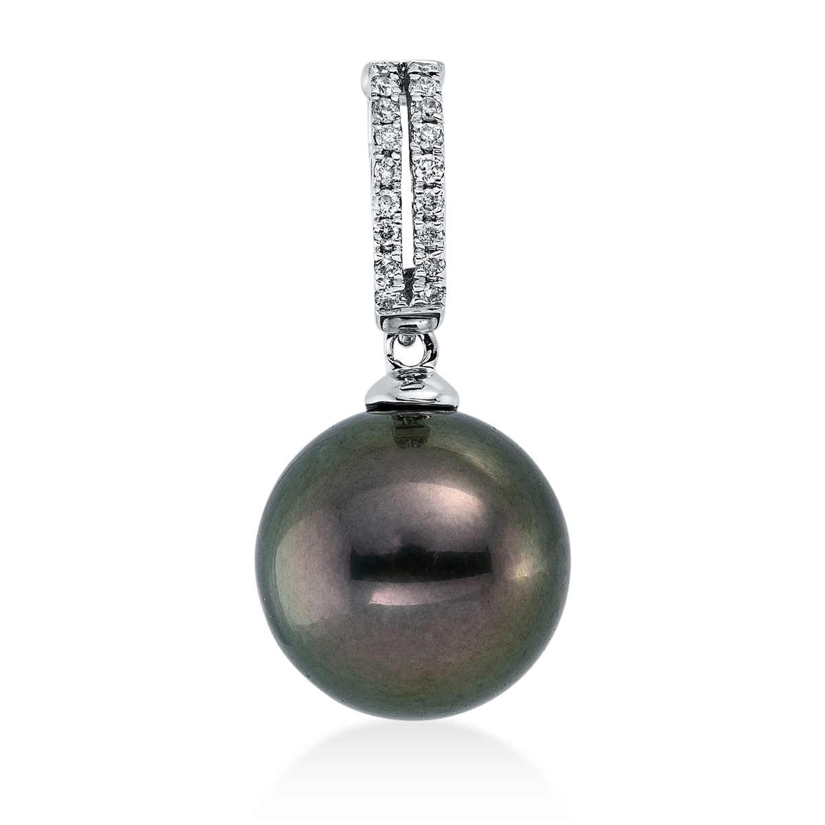 3G002W Anhänger Weißgold 18kt 0,05 Diamantschmuck mit 18 Diamanten Tahiti 10 mm - 3G002 – Bild 1