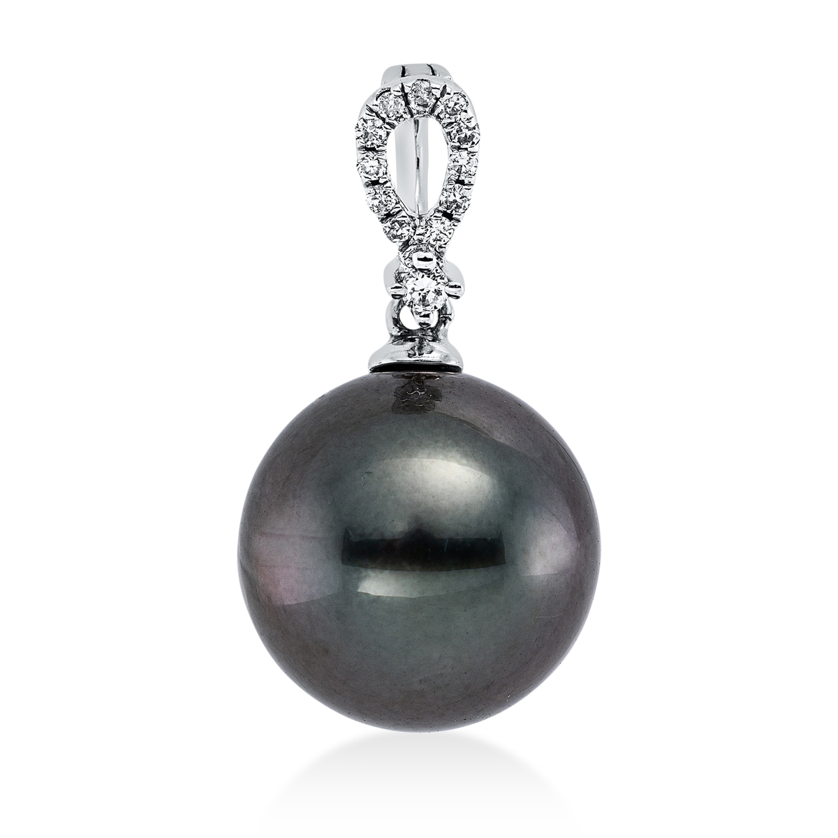 3G041W Anhänger Weißgold 18kt 0,06 Diamantschmuck mit 2 Diamanten Tahiti 11 mm - 3G041 – Bild 1