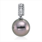 Anhänger Weißgold 18kt 0,13 Diamantschmuck mit 21 Diamanten Tahiti 10,5 mm - 3G046