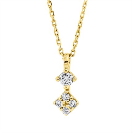 Collier Gelbgold 18kt 0,10 Diamantschmuck mit 5 Diamanten - 4J644