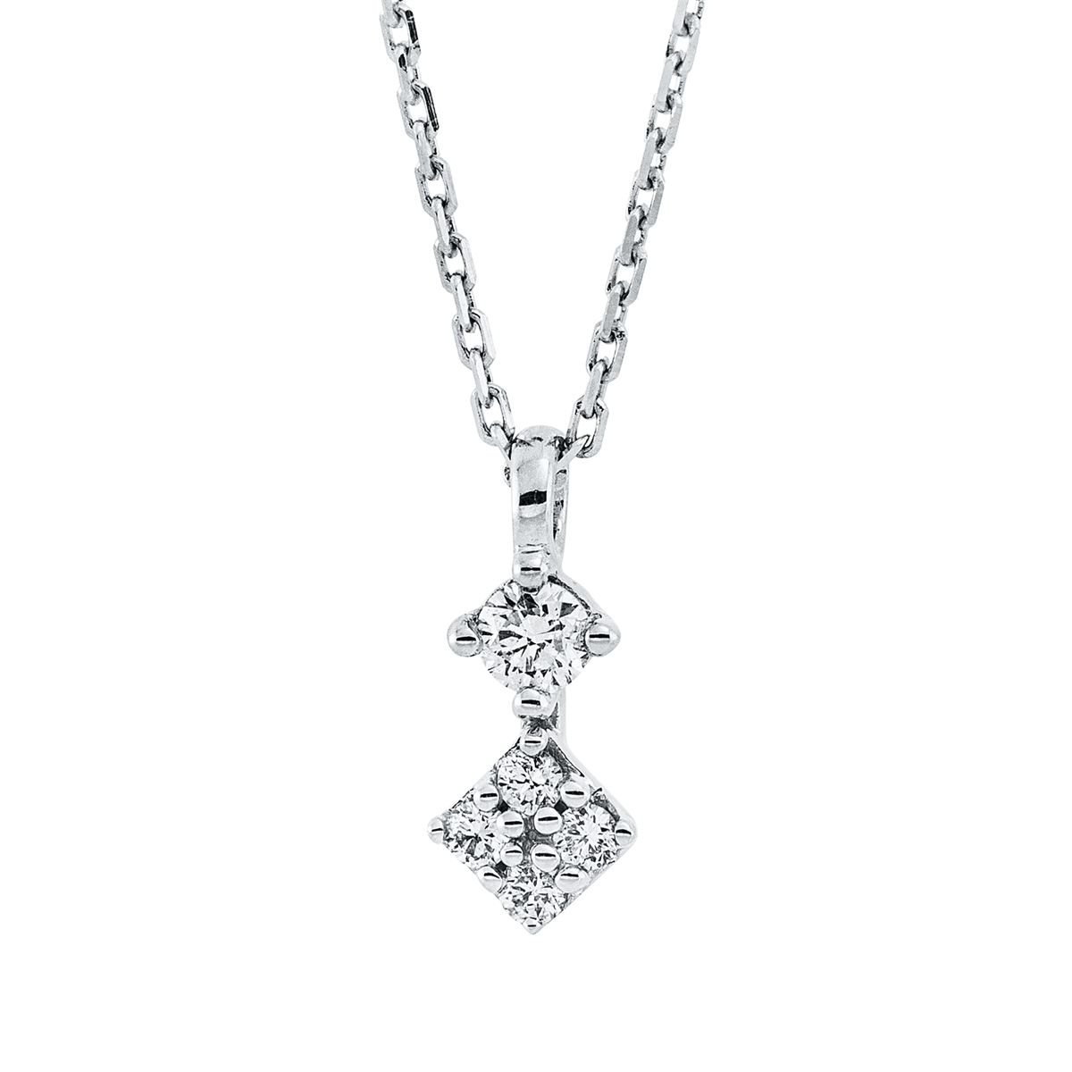 4J644W Collier Weißgold 18kt 0,10 Diamantschmuck mit 5 Diamanten - 4J644 – Bild 1