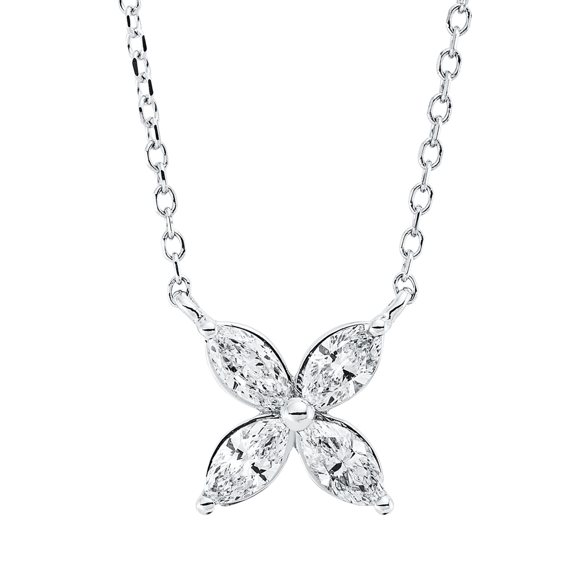 4N160W Collier Weißgold 18kt 0,40 Diamantschmuck mit 4 Diamanten - 4N160 – Bild 1