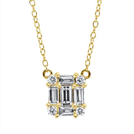 Collier Gelbgold 18kt 0,36 Diamantschmuck mit 9 Diamanten - 4N529