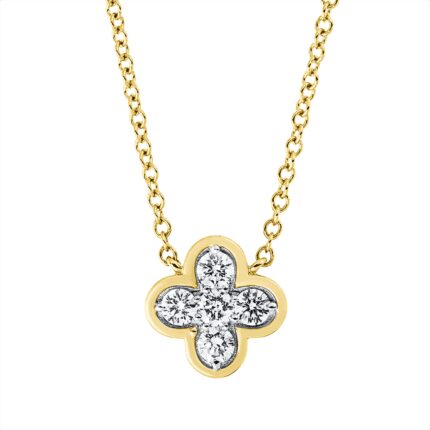 Collier Gelbgold 18kt 0,26 Diamantschmuck mit 5 Diamanten - 4N694