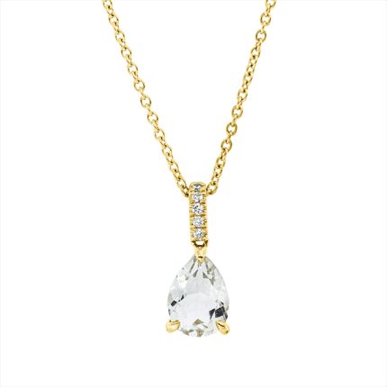 Collier Gelbgold 18kt 0,03 Diamantschmuck Farbstein 1,03 ct - 4N846