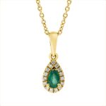 Collier 4er-Krappe Gelbgold 18kt 0,06 Diamantschmuck Farbstein 0,18 ct - 4N859