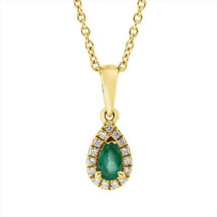 Collier 4er-Krappe Gelbgold 18kt 0,06 Diamantschmuck Farbstein 0,18 ct - 4N859