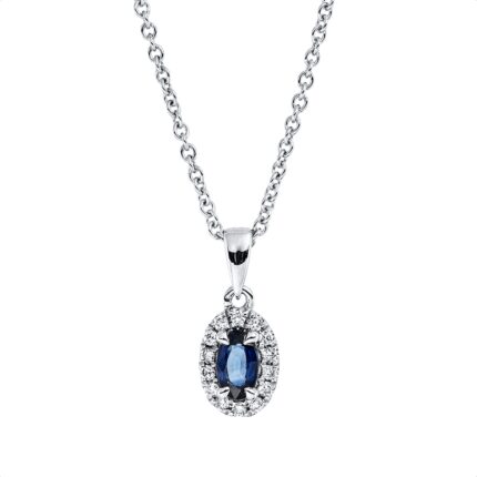 Collier 4er-Krappe Weißgold 18kt 0,07 Diamantschmuck Farbstein 0,27 ct - 4N863