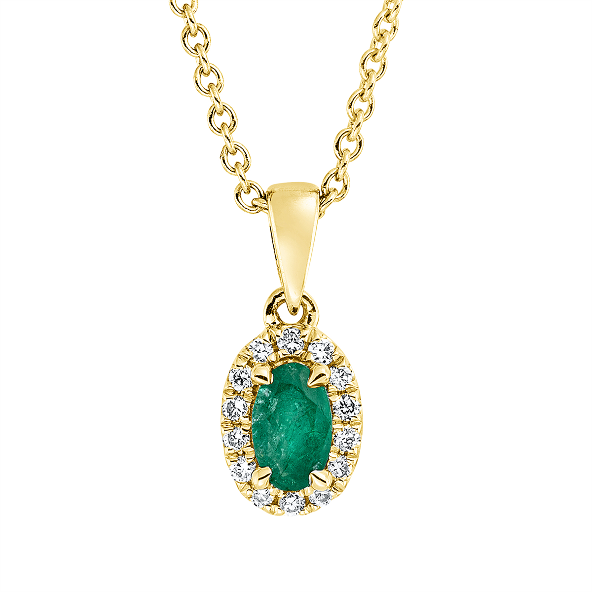 4N864G Collier 4er-Krappe Gelbgold 18kt 0,07 Diamantschmuck Farbstein 0,2 ct - 4N864 – Bild 1