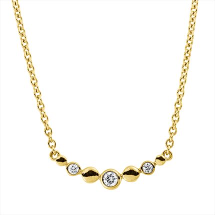 Collier Gelbgold 18kt 0,06 Diamantschmuck mit 3 Diamanten - 4N905