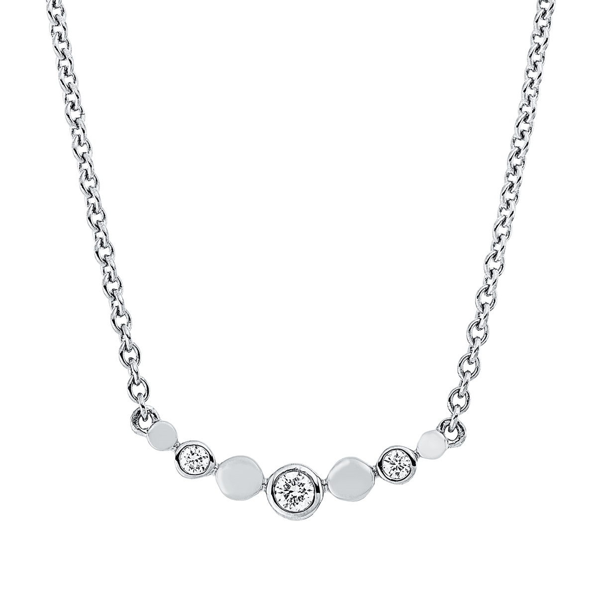 4N905W Collier Weißgold 18kt 0,06 Diamantschmuck mit 3 Diamanten - 4N905 – Bild 1