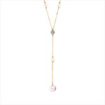 Collier Gelbgold 18kt 0,08 Diamantschmuck mit 8 Diamanten Süßwasserperle 4 mm - 4O090