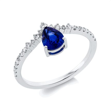 Farbstein 3er-Krappe Weißgold 18kt 0,20 Diamantringe Farbstein 0,73 ct - 1BZ53