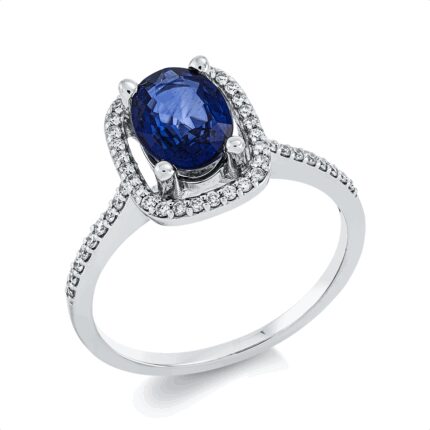 Farbstein 4er-Krappe Weißgold 18kt 0,20 Diamantringe Farbstein 1,24 ct - 1GS30