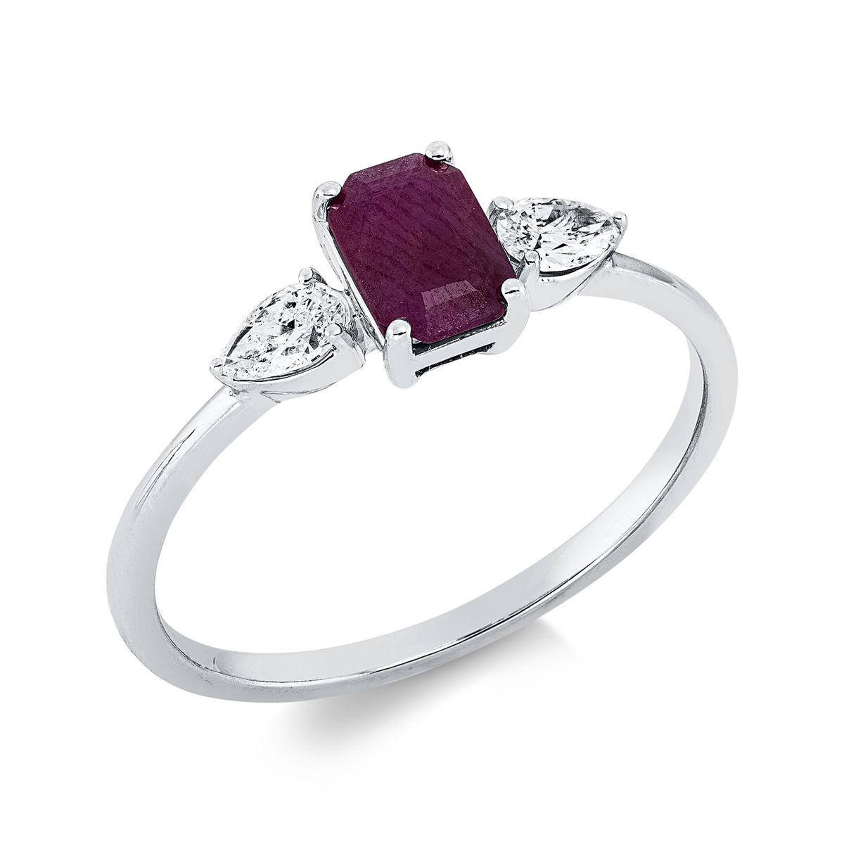 1GW76W Farbstein 4er-Krappe Weißgold 18kt 0,20 Diamantringe Farbstein 0,75 ct - 1GW76 – Bild 1