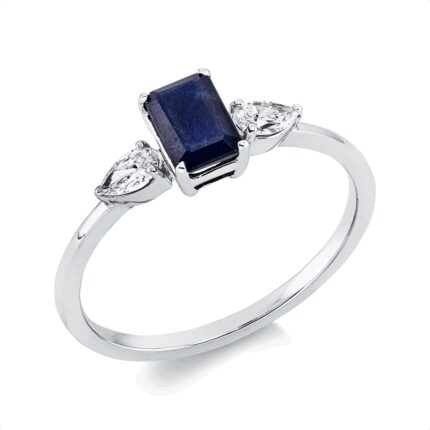 Farbstein 4er-Krappe Weißgold 18kt 0,20 Diamantringe Farbstein 0,75 ct - 1GW78