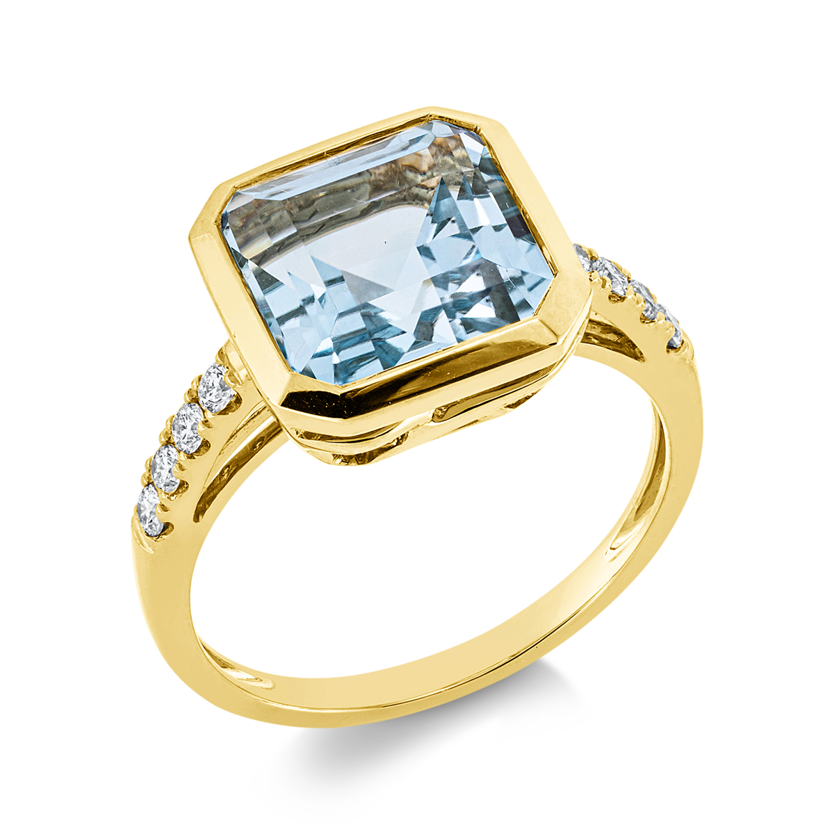 1HH06G Farbstein Zarge Gelbgold 18kt 0,19 Diamantringe Farbstein 4,9 ct - 1HH06 – Bild 1