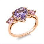 Farbstein 3er-Krappe Rosegold 18kt 0,10 Diamantringe Farbstein 2,7 ct - 1HH34