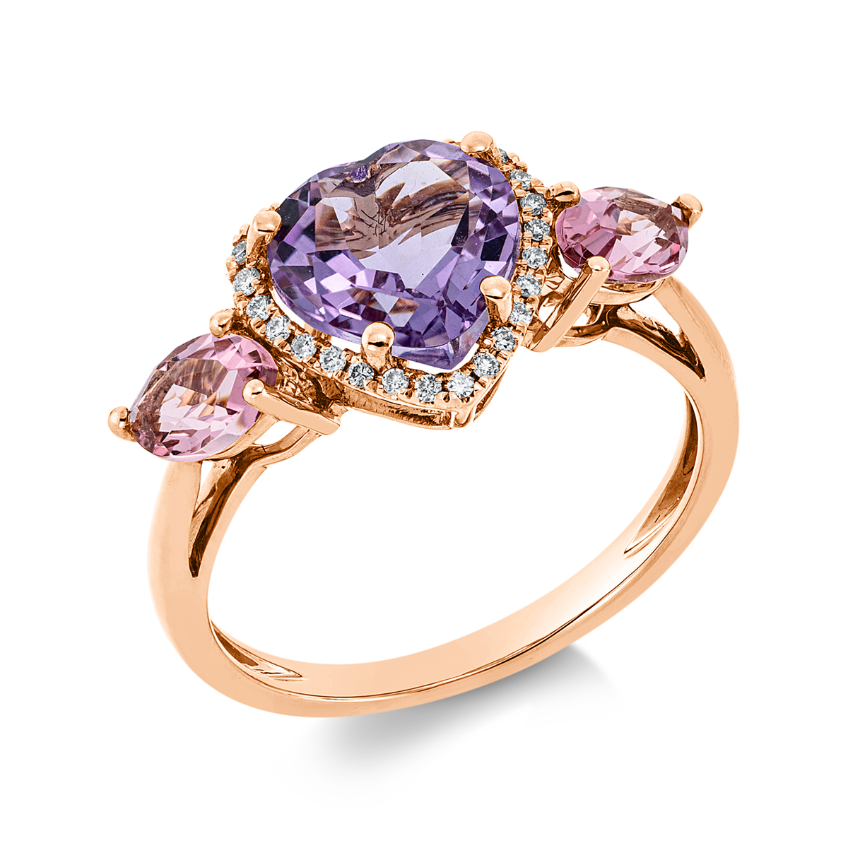 1HH34R Farbstein 3er-Krappe Rosegold 18kt 0,10 Diamantringe Farbstein 2,7 ct - 1HH34 – Bild 1