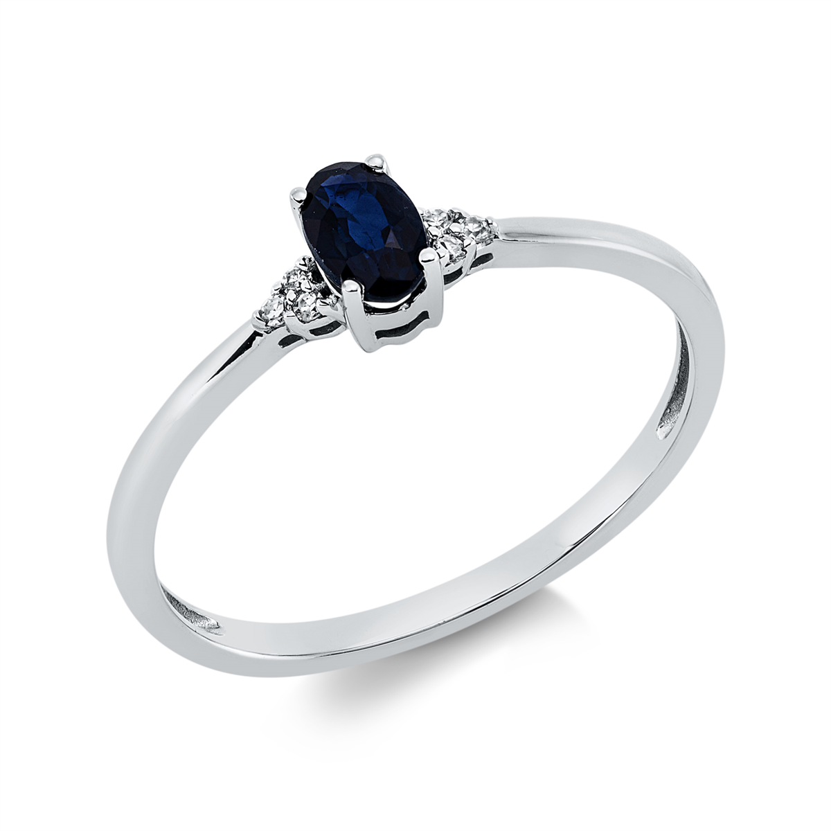 1HJ25W Farbstein 4er-Krappe Weißgold 18kt 0,02 Diamantringe Farbstein 0,43 ct - 1HJ25 – Bild 1