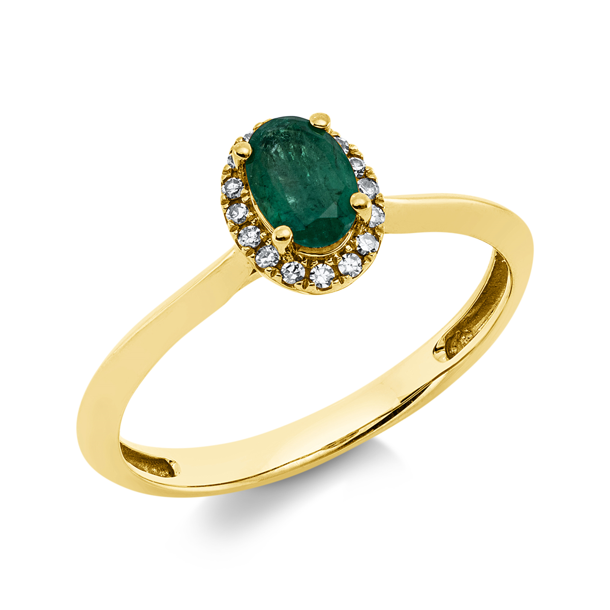 1HJ28G Farbstein 4er-Krappe Gelbgold 18kt 0,06 Diamantringe Farbstein 0,44 ct - 1HJ28 – Bild 1