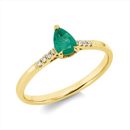 Farbstein 3er-Krappe Gelbgold 18kt 0,04 Diamantringe Farbstein 0,36 ct - 1HM01