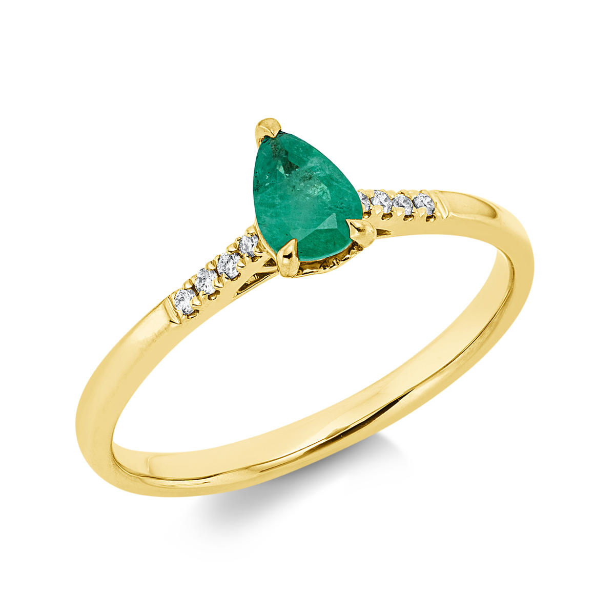 1HM01G Farbstein 3er-Krappe Gelbgold 18kt 0,04 Diamantringe Farbstein 0,36 ct - 1HM01 – Bild 1