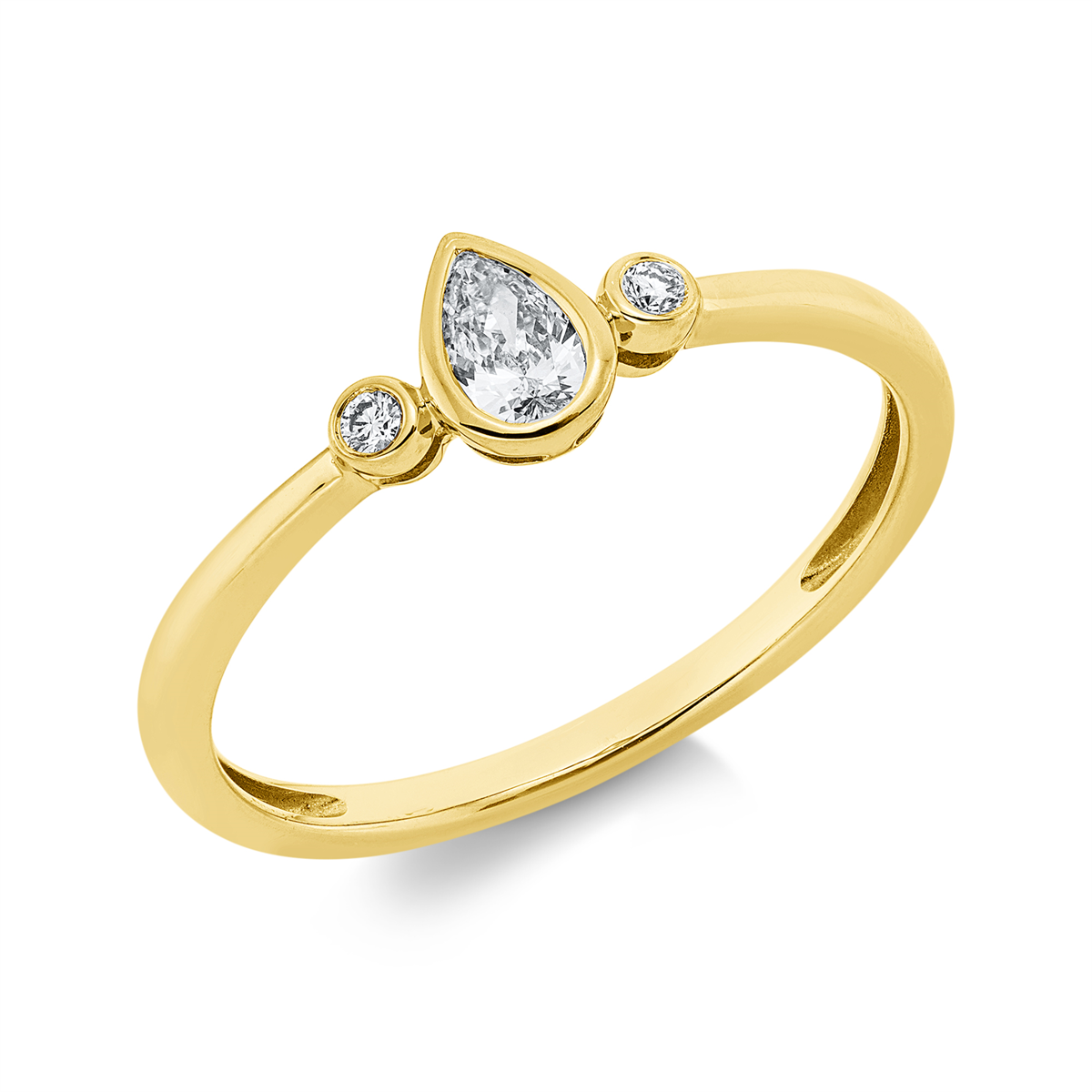 1HM06G Solitaeire Gelbgold 18kt 0,17 Diamantringe mit 3 Diamanten - 1HM06 – Bild 1