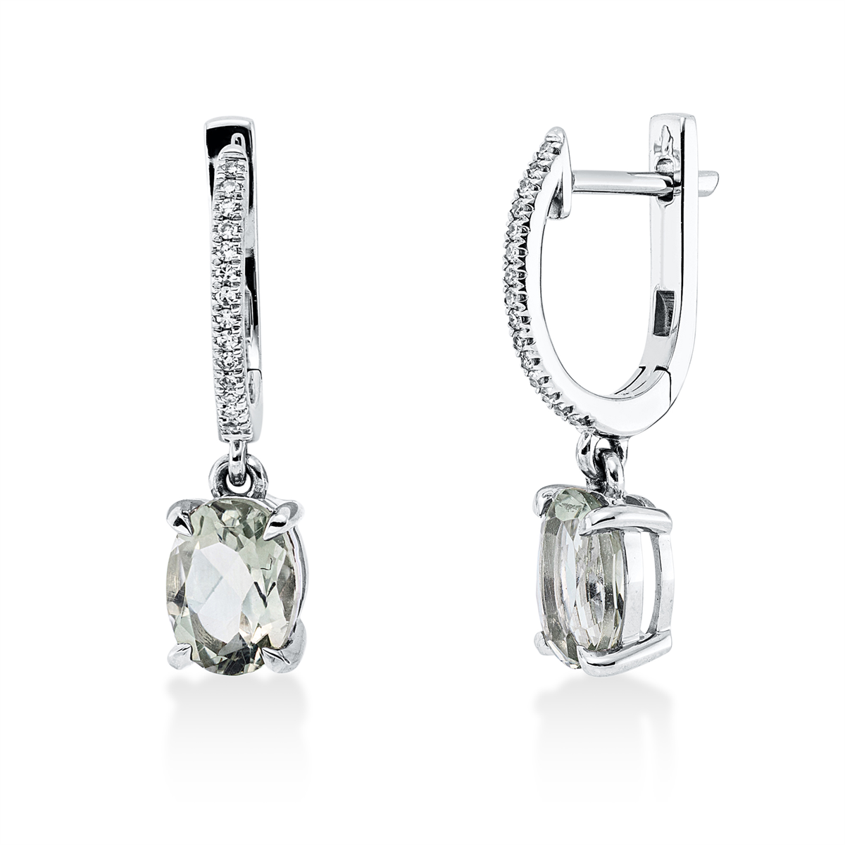 2P493W Ohrschmuck 4er-Krappe Weißgold 18kt 0,09 Diamantschmuck Farbstein 2,39 ct - 2P493 – Bild 1