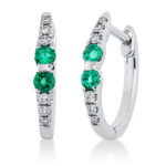 Creolen Weißgold 18kt 0,09 Diamantschmuck Farbstein 0,23 ct - 2R238